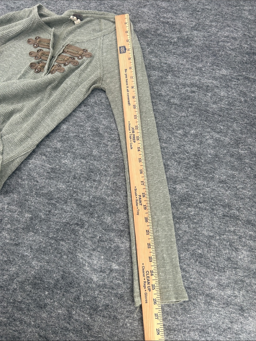 We The Free Free People Thermal Henley Top Olive Green Waffle Knit XS Boho - Picture 7 of 9